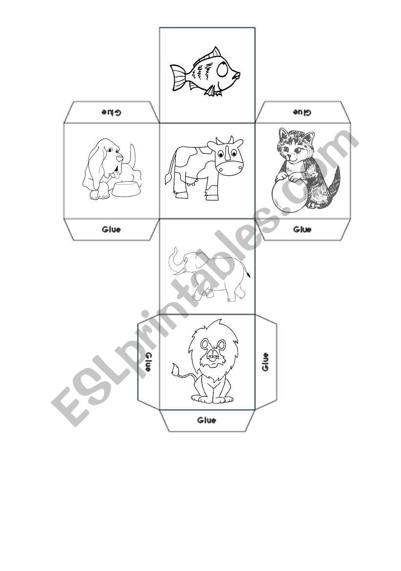 Animal dice worksheet