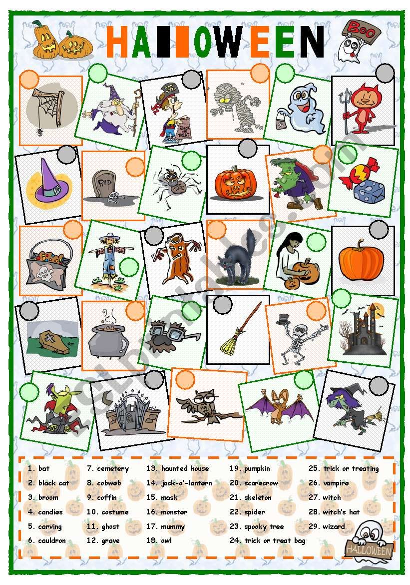 Halloween vocabulary worksheet