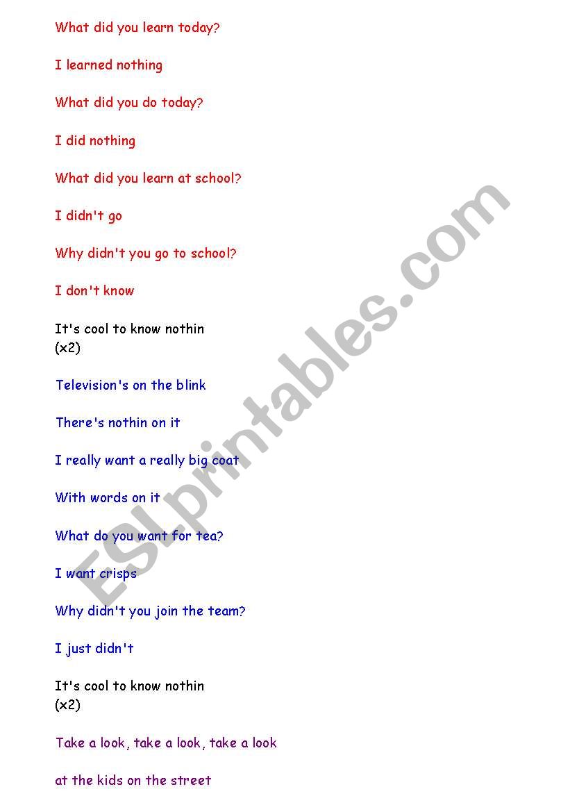 Song-Never Miss a Beat worksheet