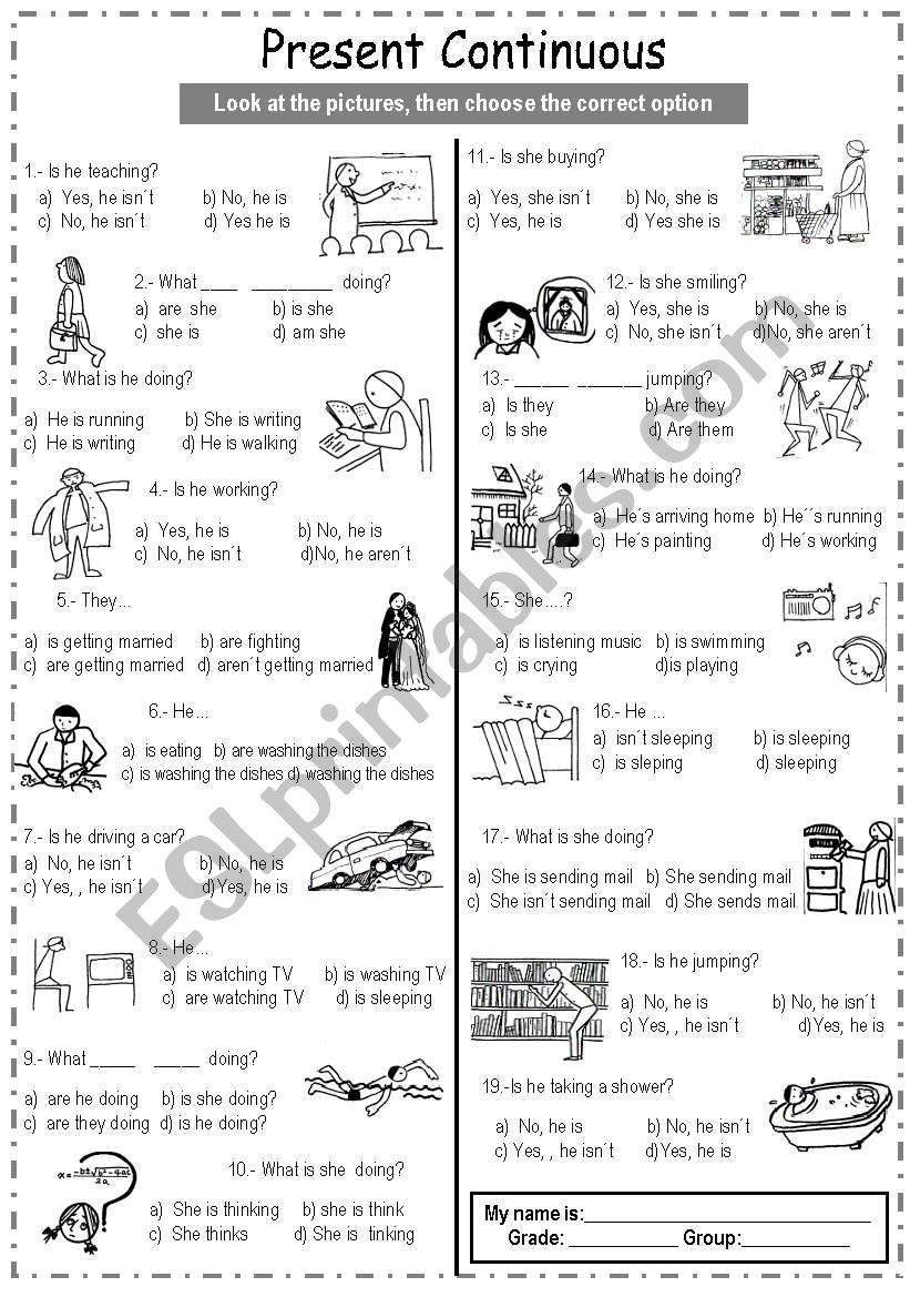 Present Continuous worksheet