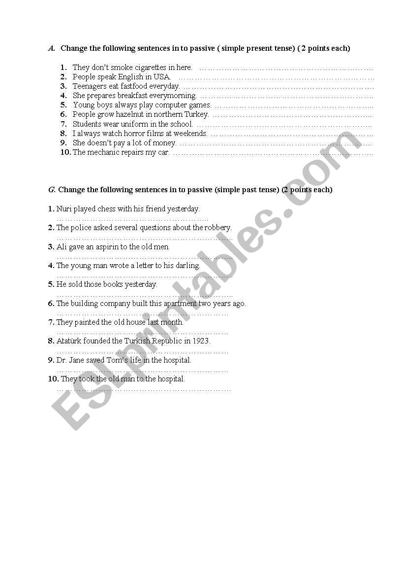 passive voice worksheet