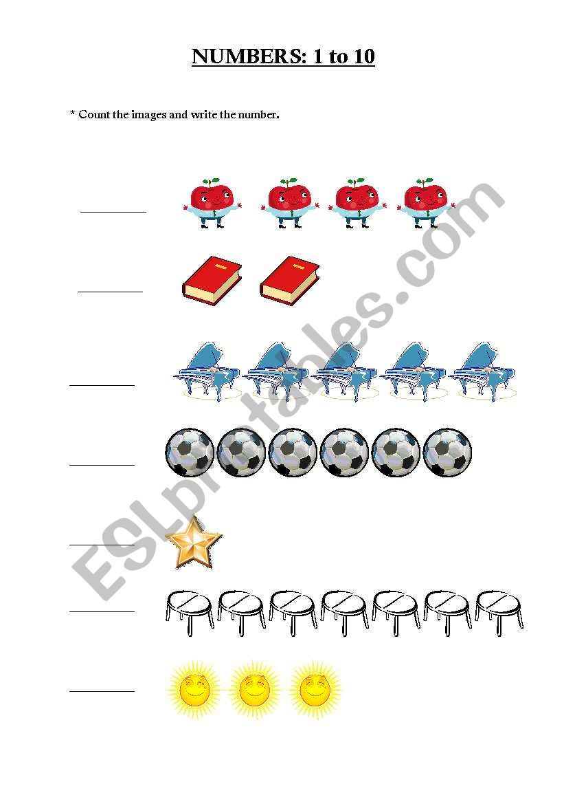 Numbers: 1 to 10 worksheet