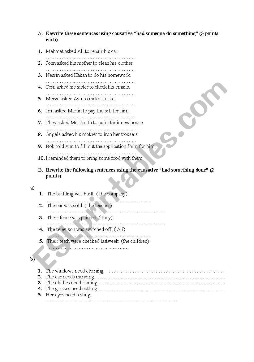 causatives worksheet