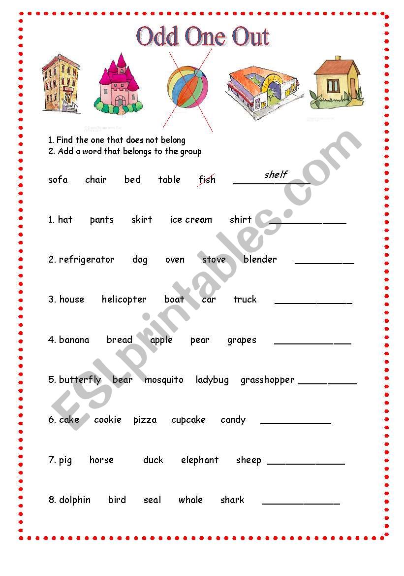 Odd One Out worksheet