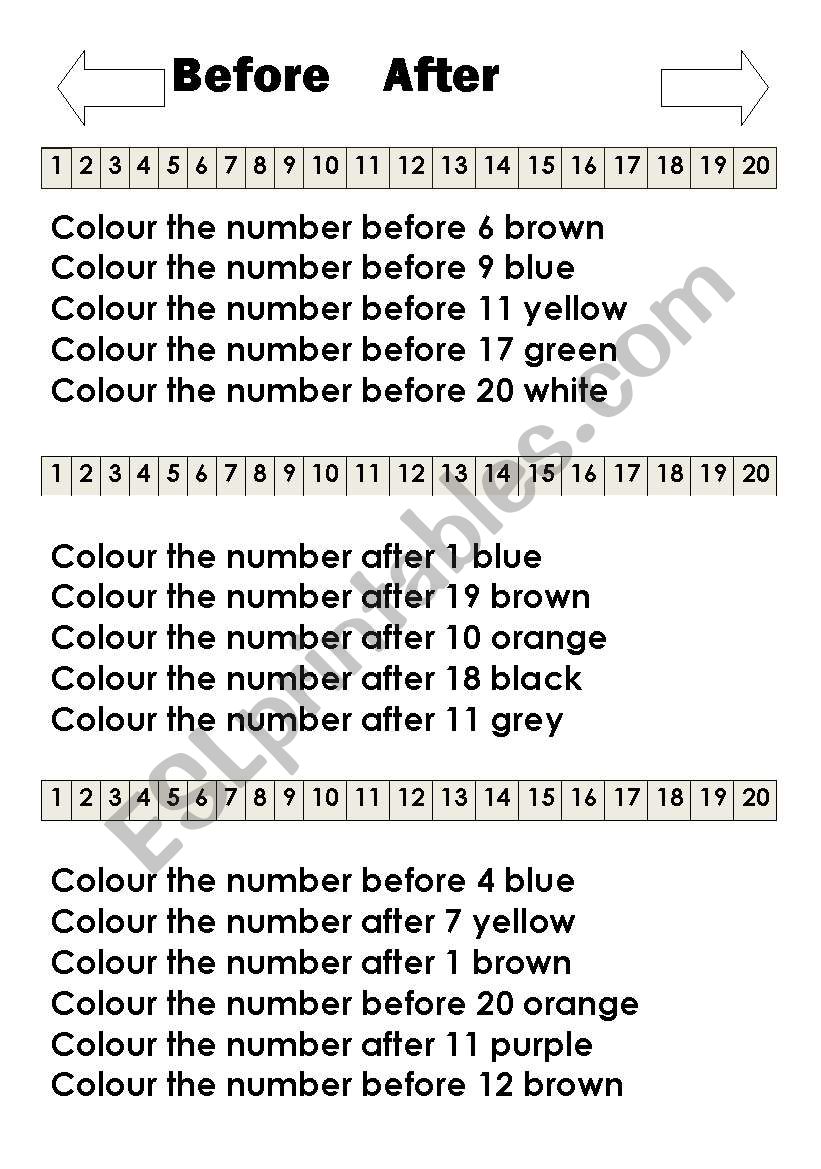 numbers before and after black and white