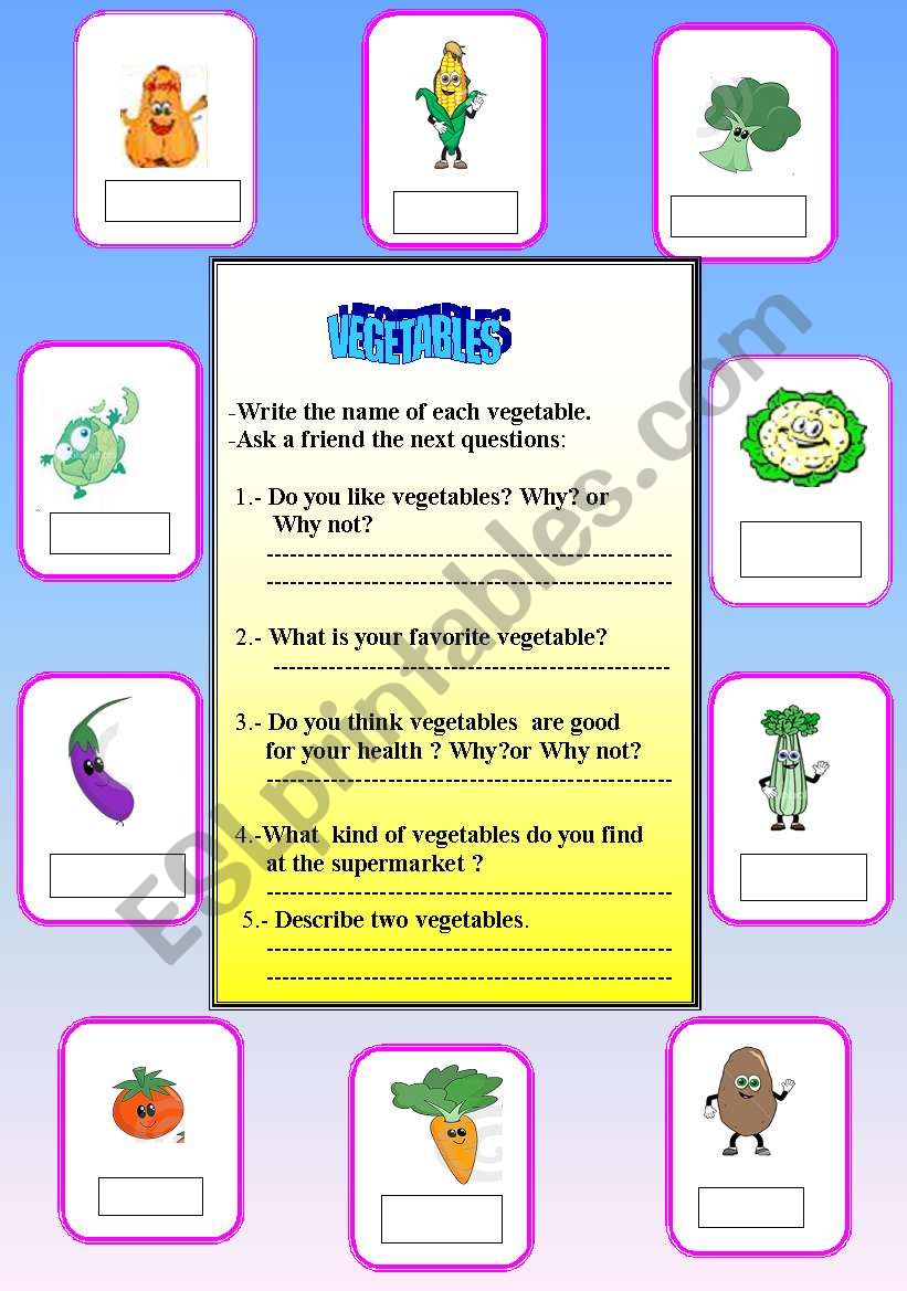 Vegetables worksheet