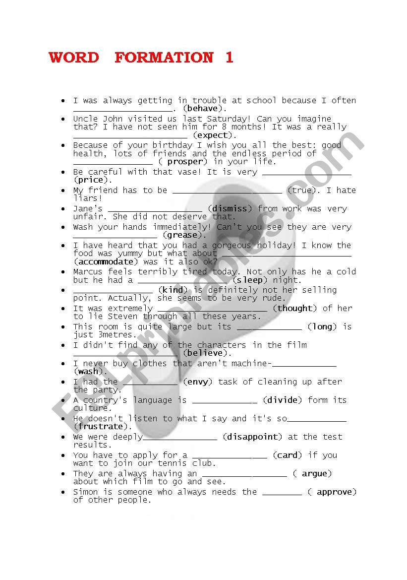 !!! Word Formation !!! worksheet