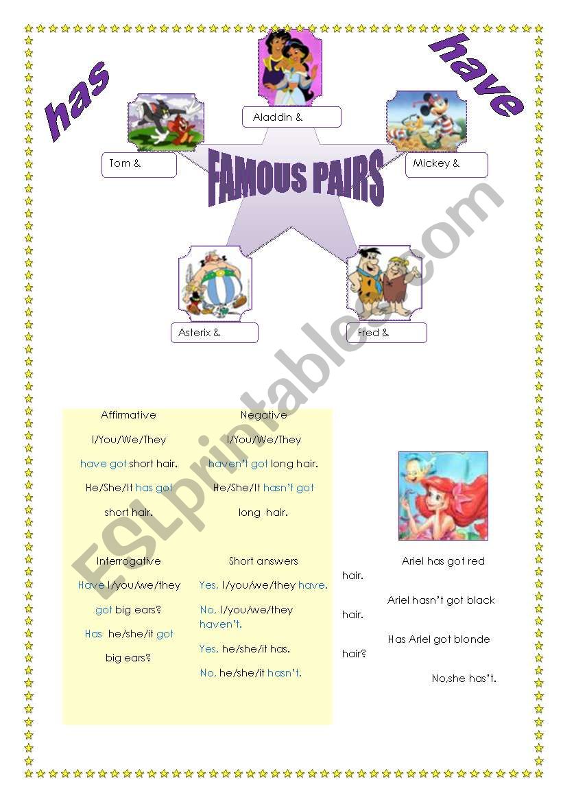 Famous pairs worksheet