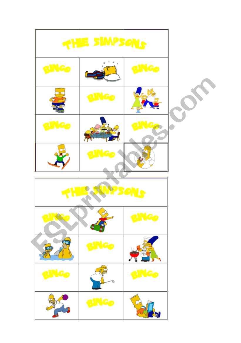 simpsons bingo part 4 worksheet