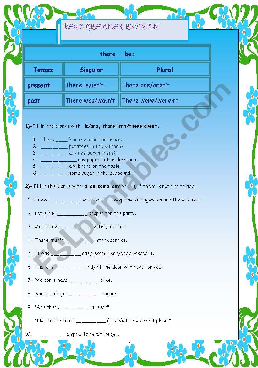 BASIC GRAMMAR REVISION worksheet