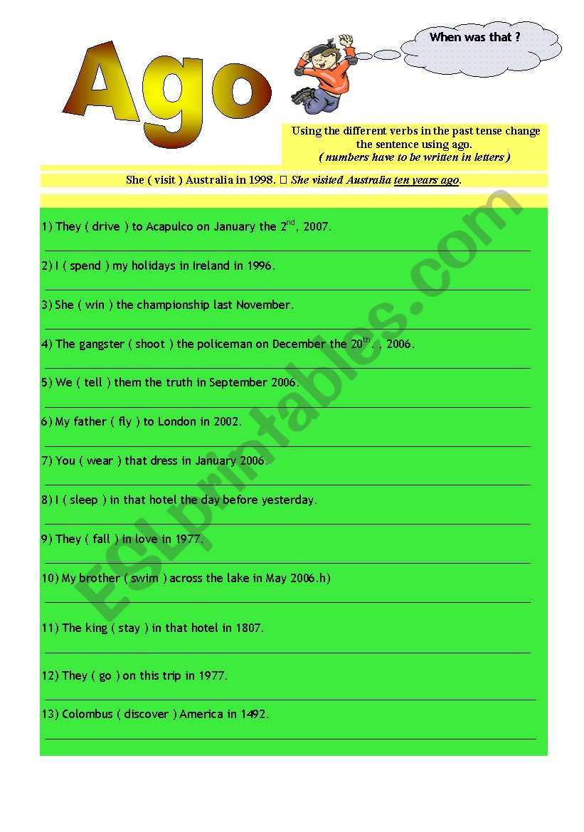 Past + AGO worksheet