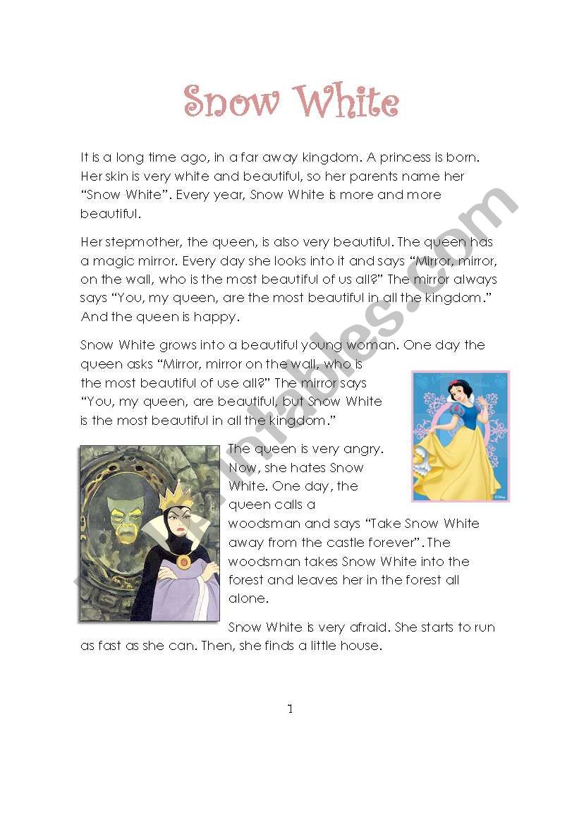 Snow White worksheet