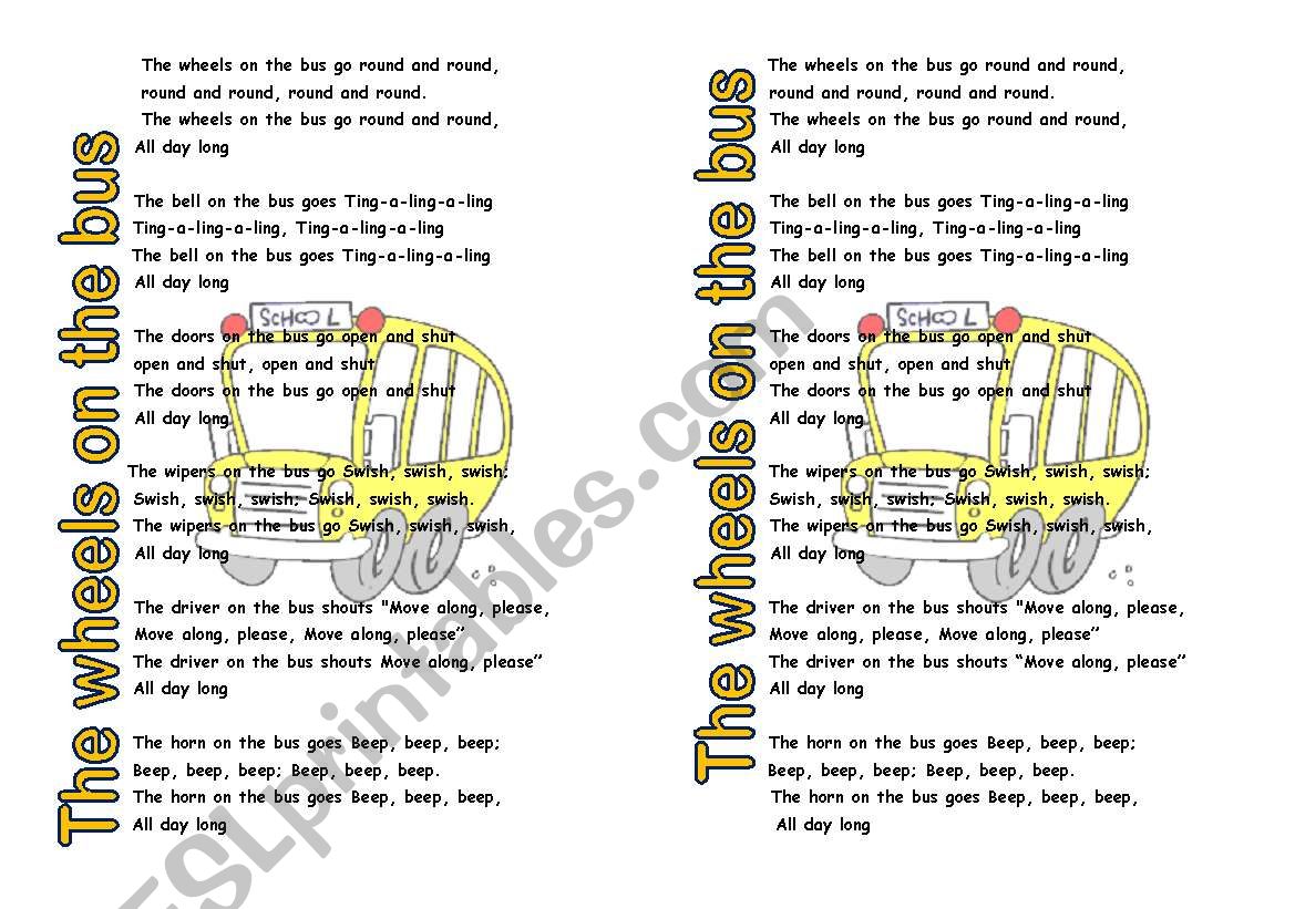 The wheels on the bus... worksheet