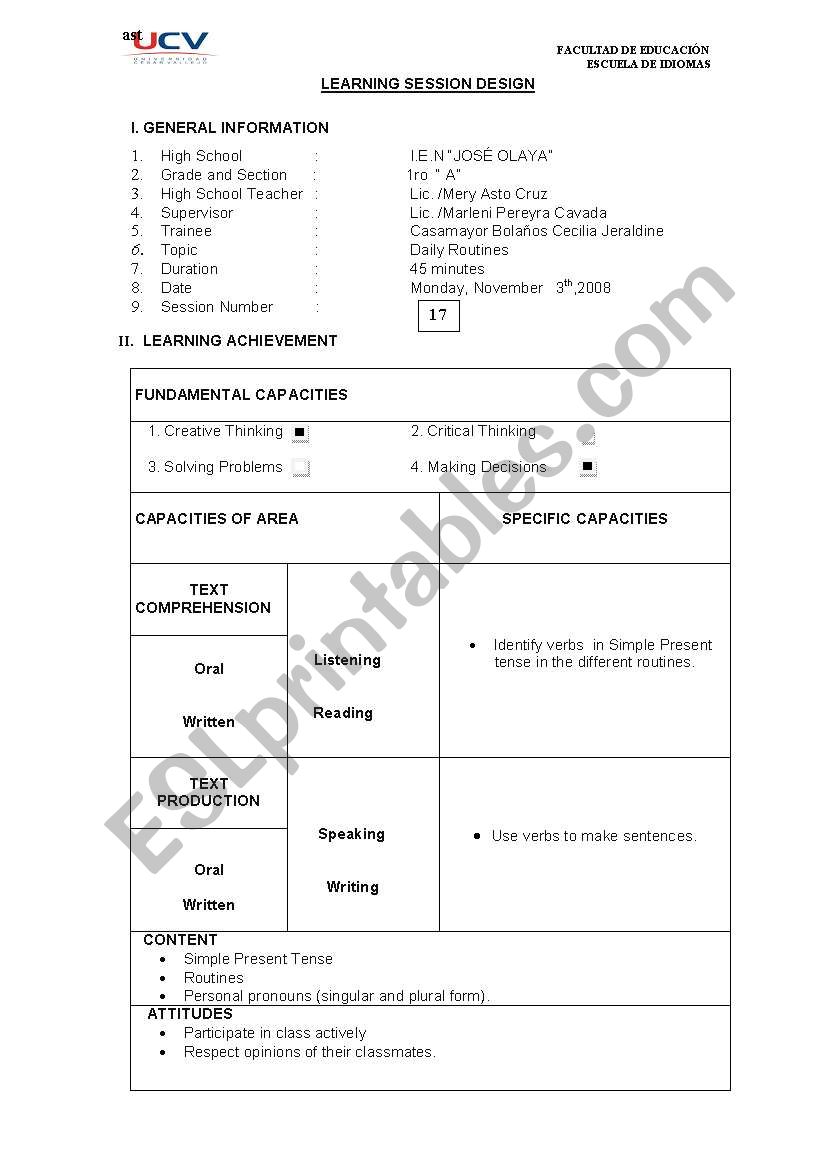 present simple worksheet