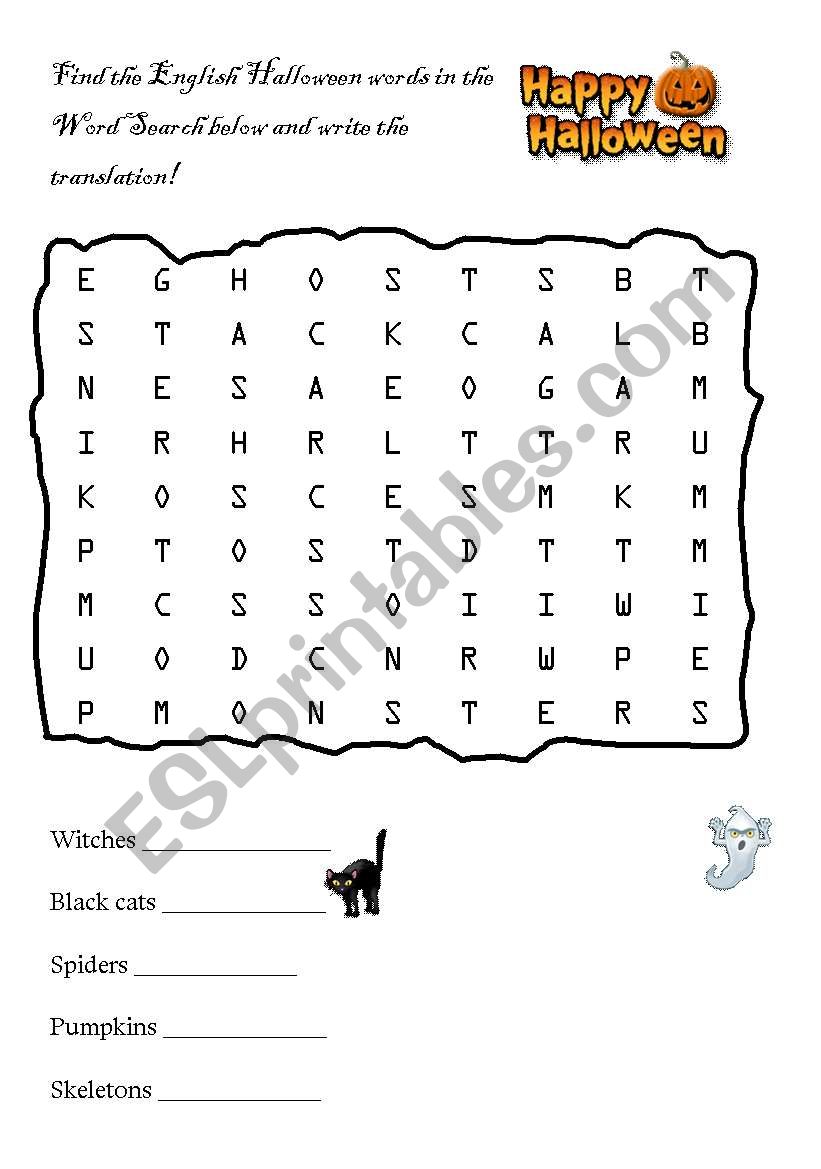 Halloween Word Search worksheet