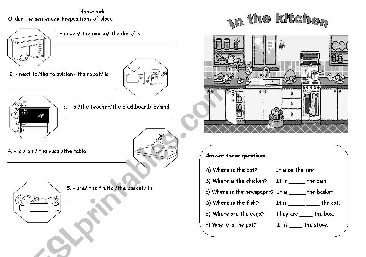 preposition of place worksheet