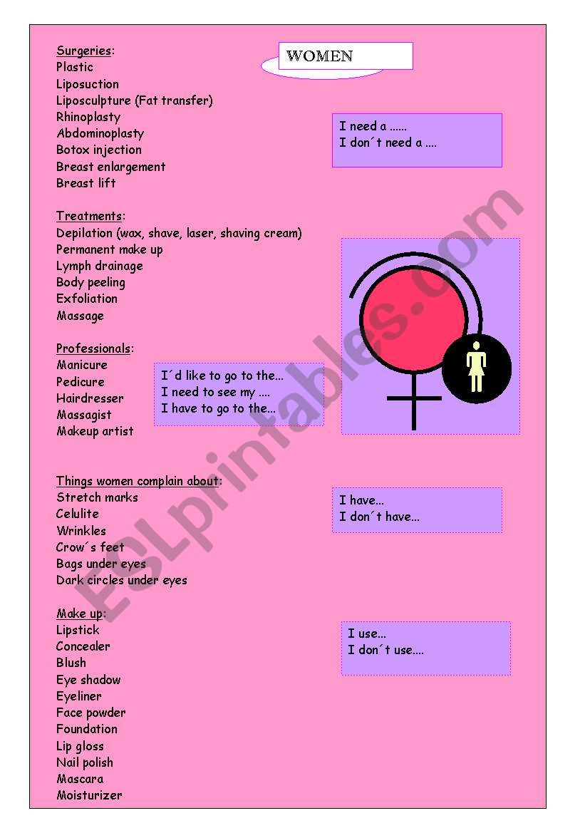 Women Stuff worksheet