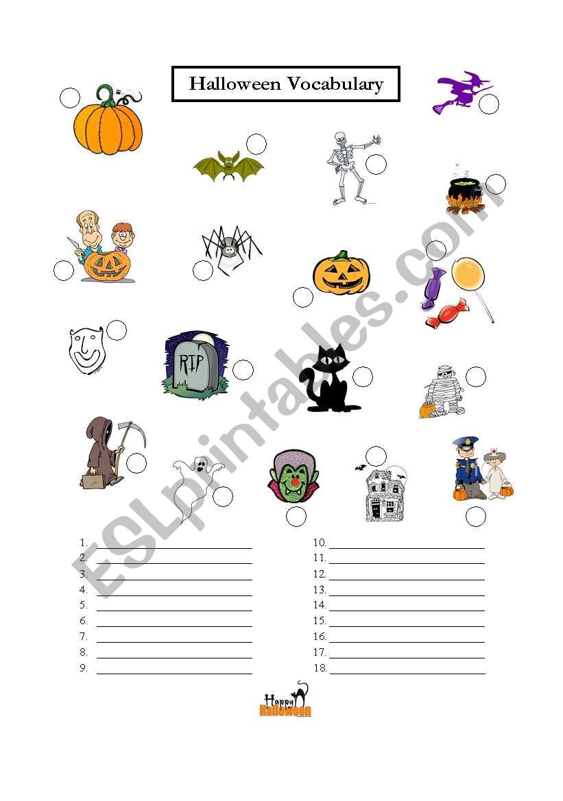 Halloween Vocabulary worksheet