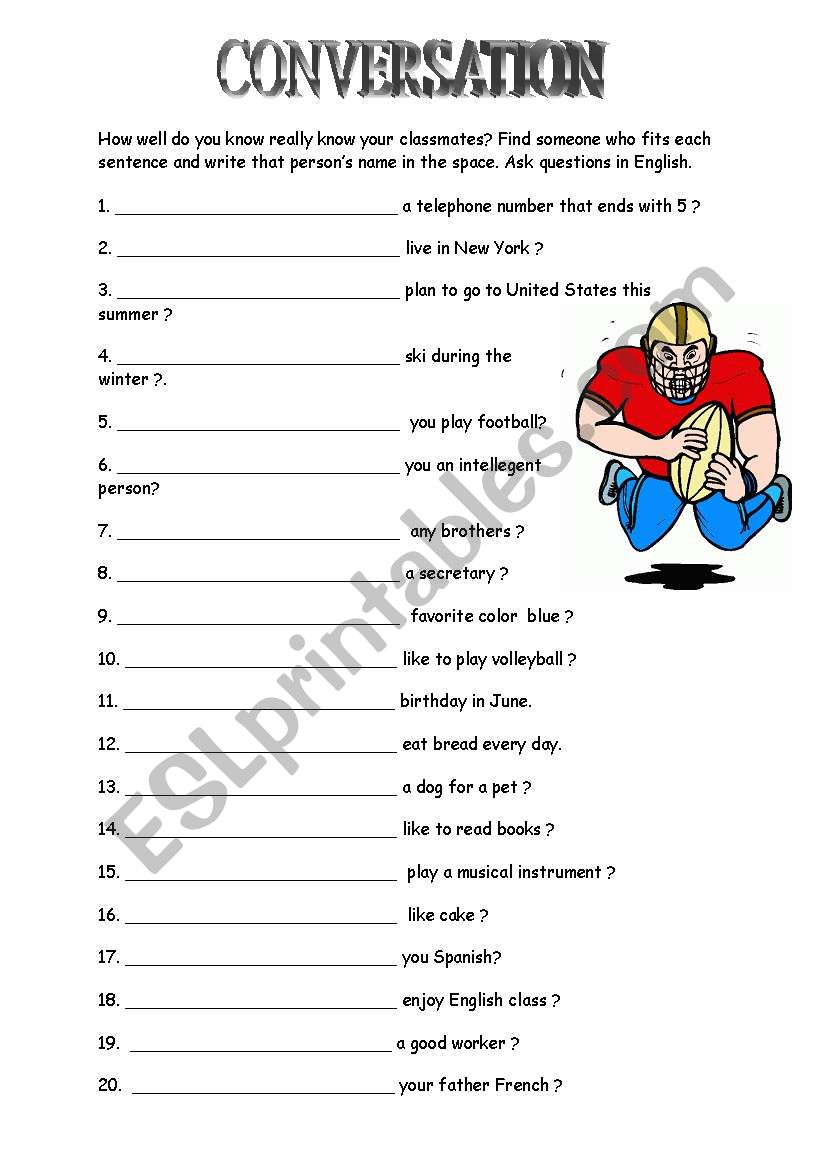 Asking questions worksheet