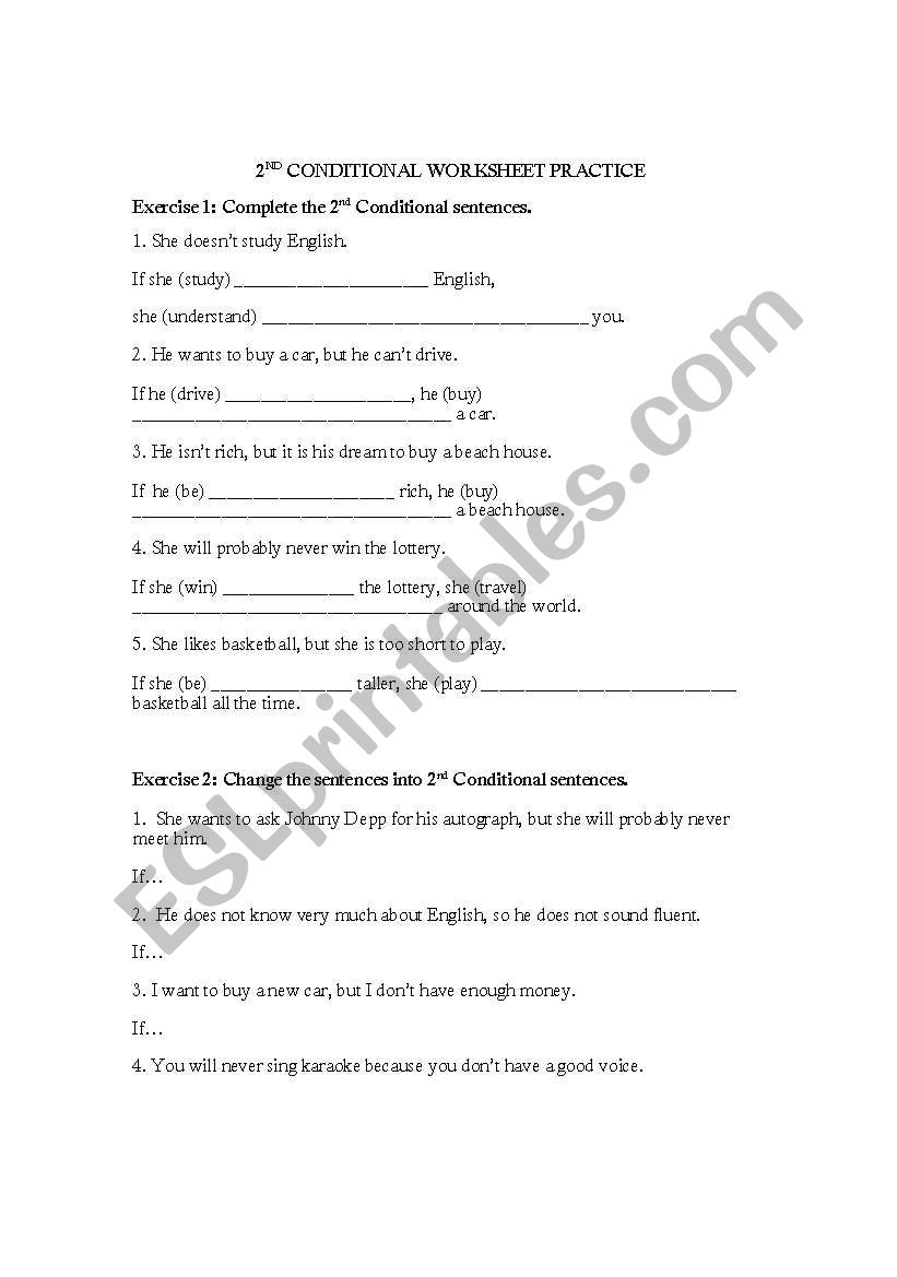 Second Conditional Practice worksheet