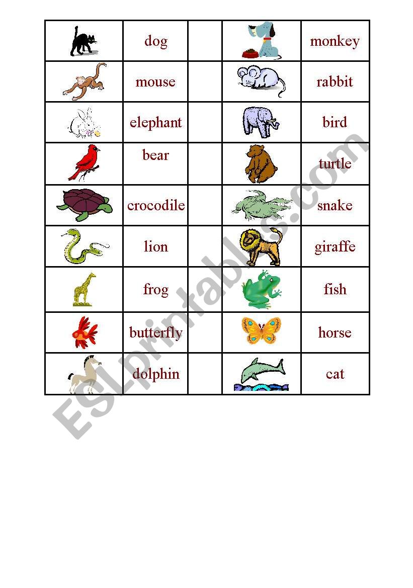 ANIMALS DOMINOES !!!!!  worksheet