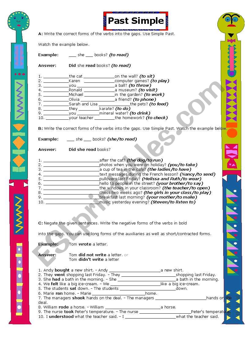 Past simple worksheet