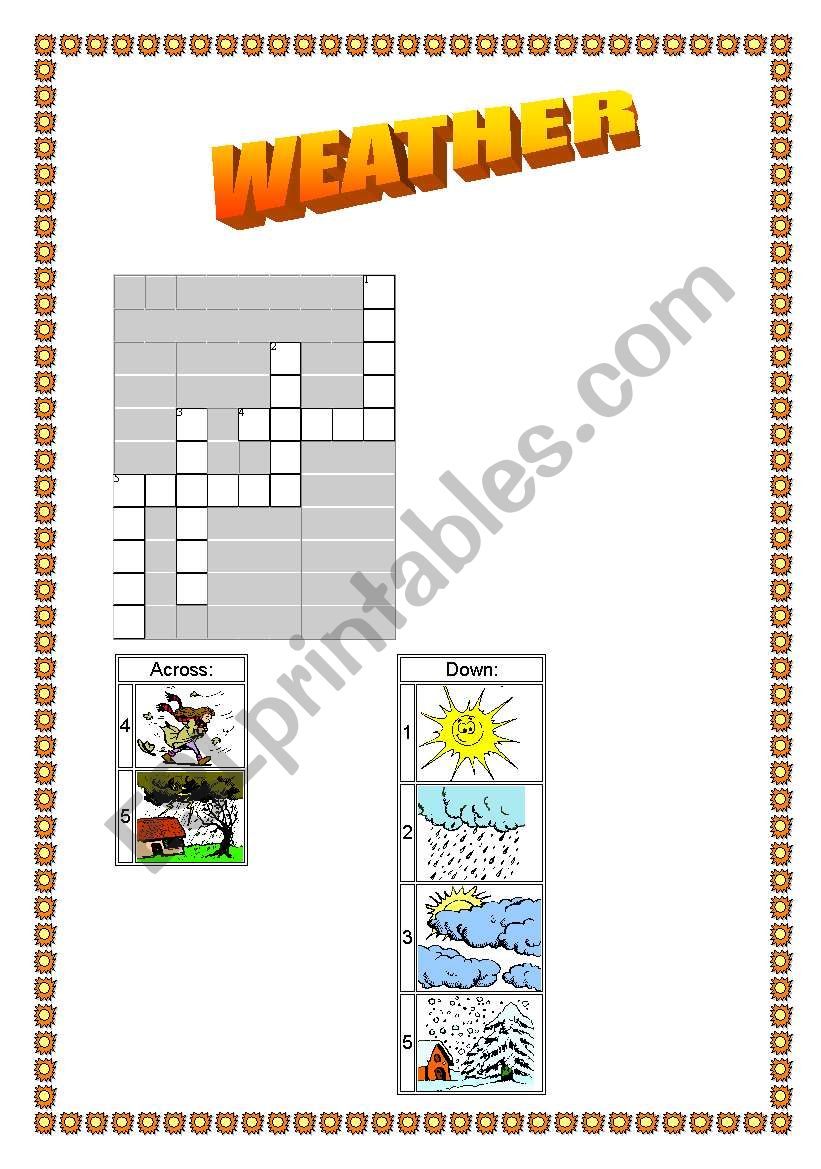 WEATHER CROSSWORD !!!!!!!!!! worksheet