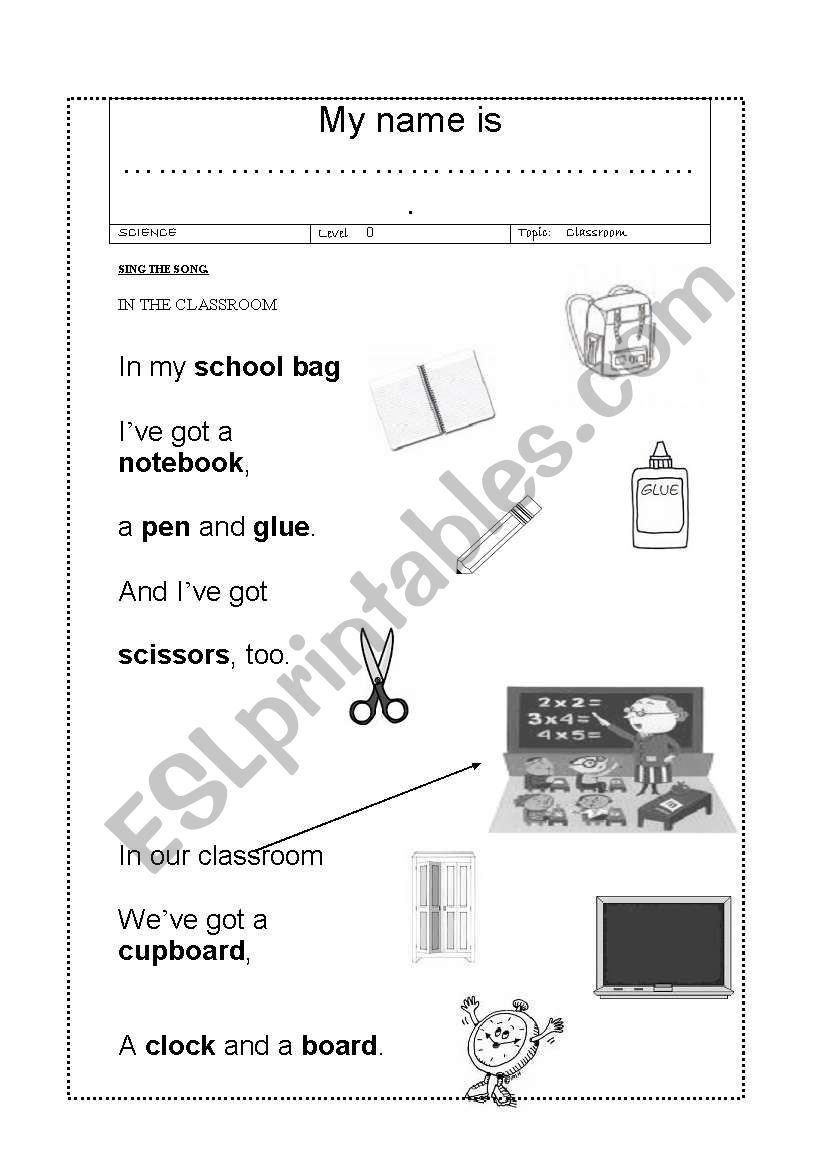 My classroom worksheet