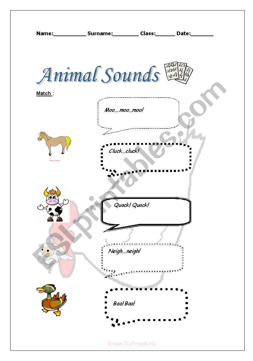 Animal Sounds worksheet