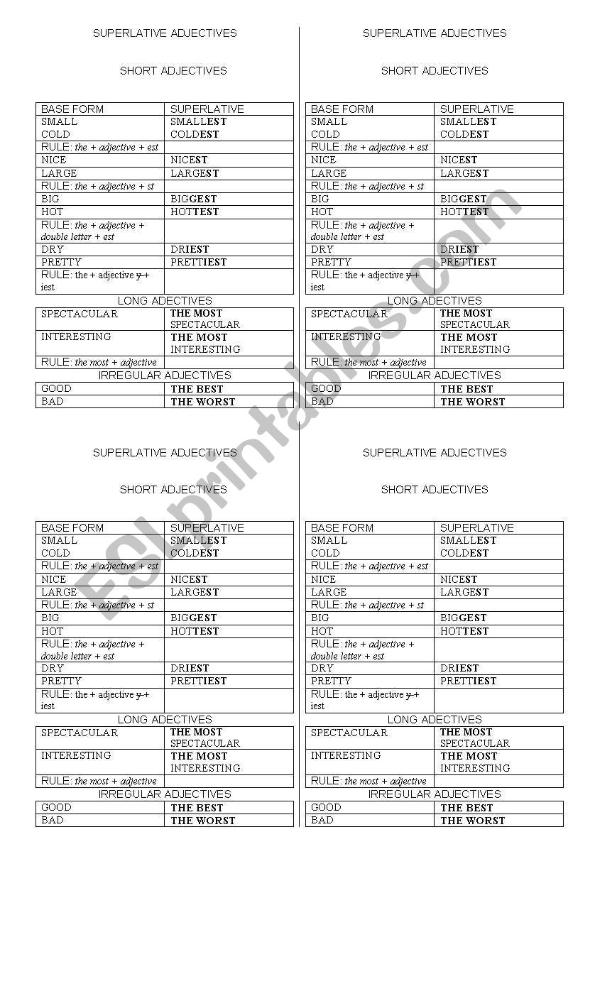 superlatives worksheet