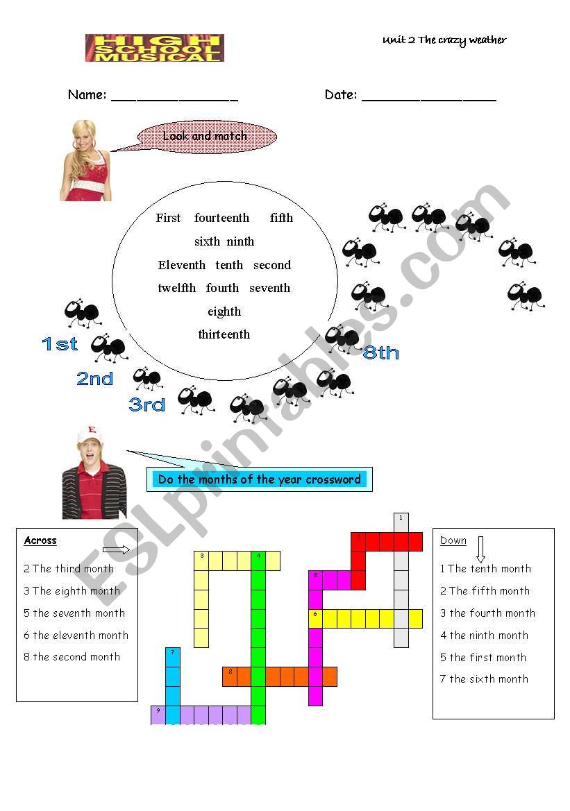 ordinal numbers worksheet