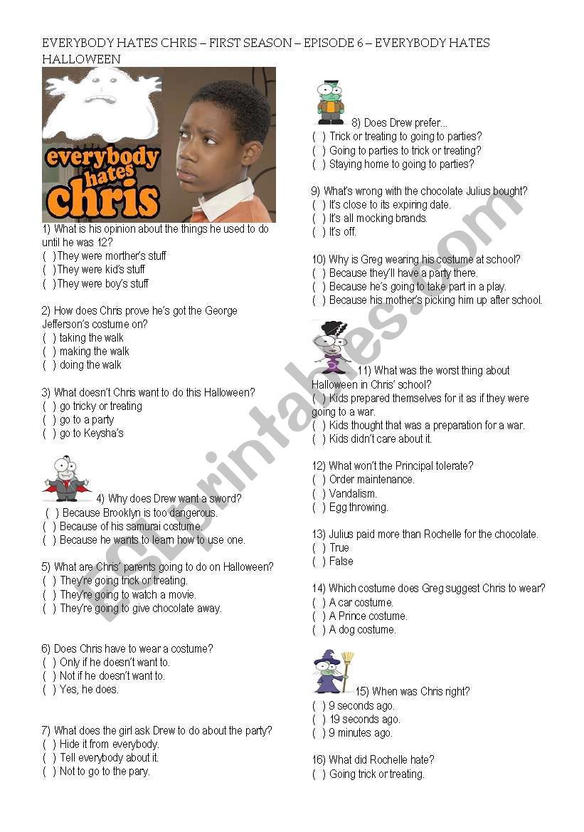 Everybody Hates Chris - Halloween activity