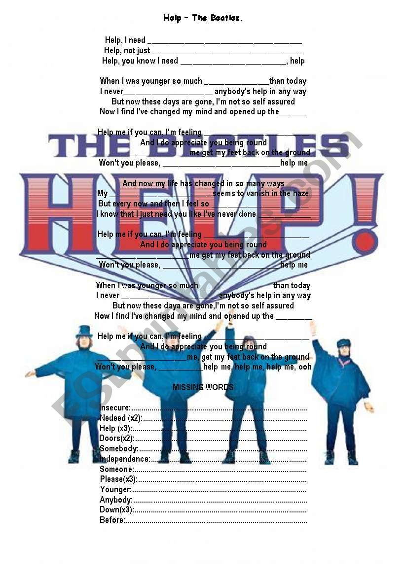 help - The Beatles worksheet