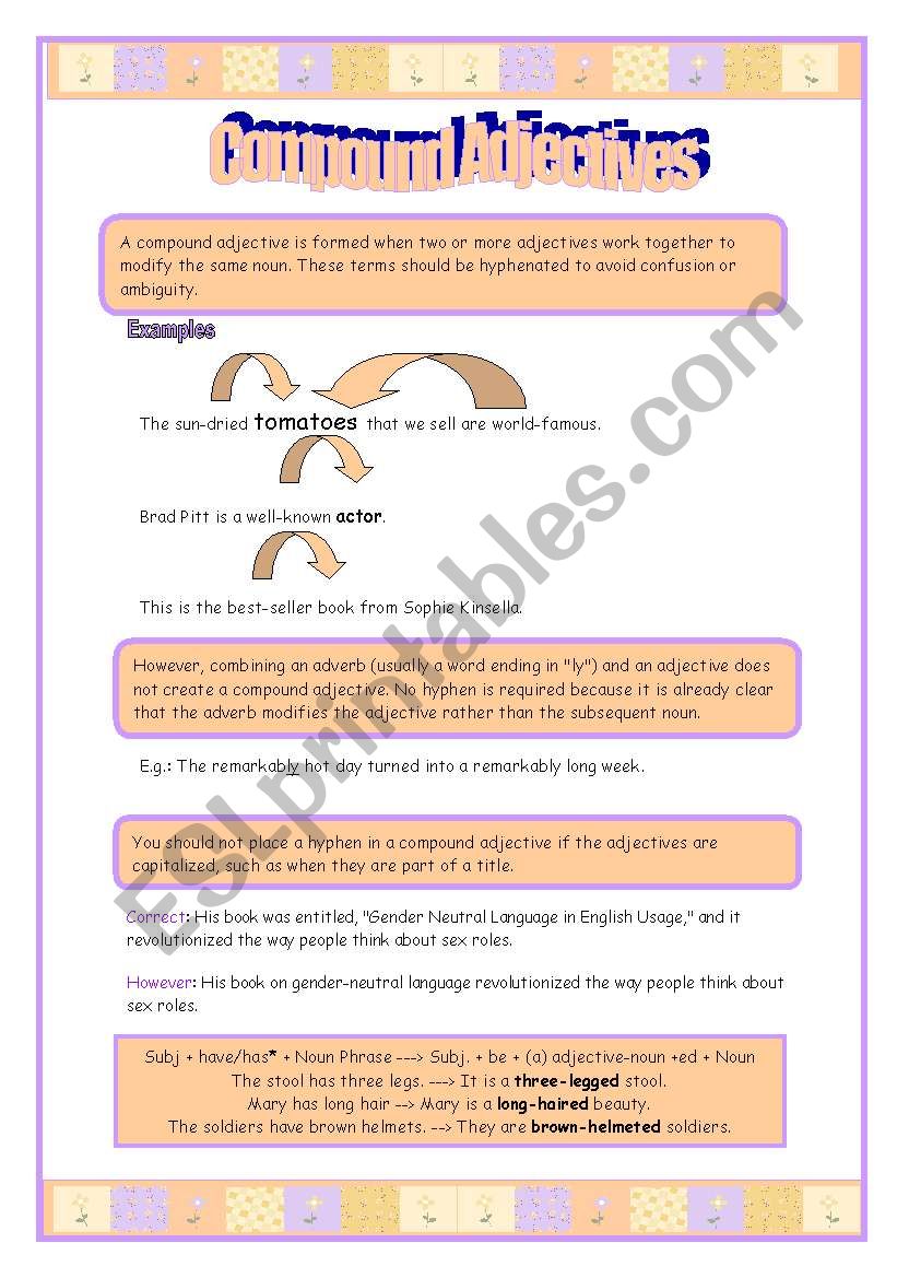 Compound Adjectives worksheet