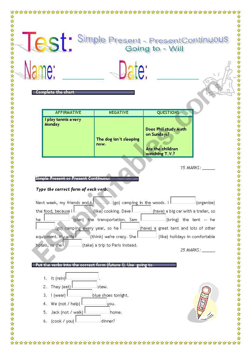 TEST worksheet