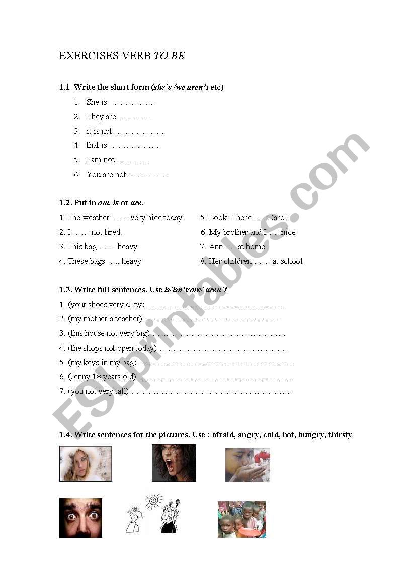 Verb to be worksheet