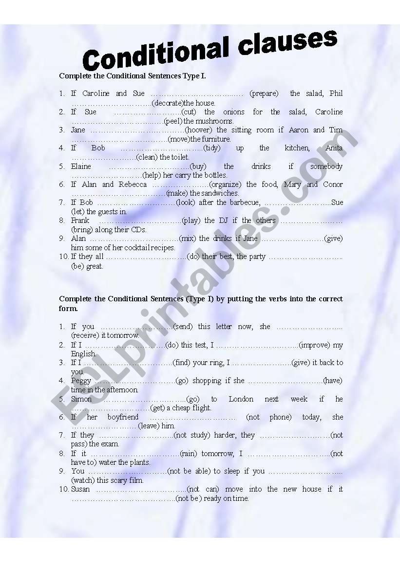 Conditional clauses worksheet