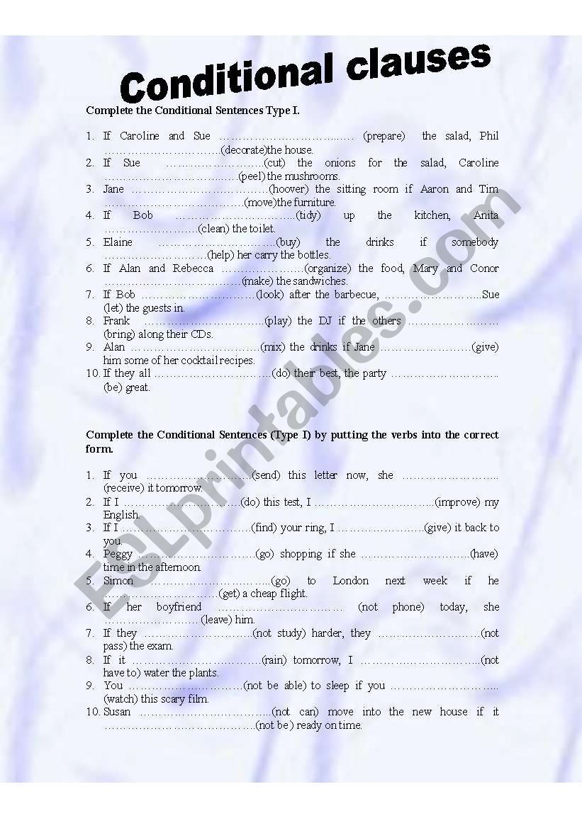 Conditional clauses worksheet