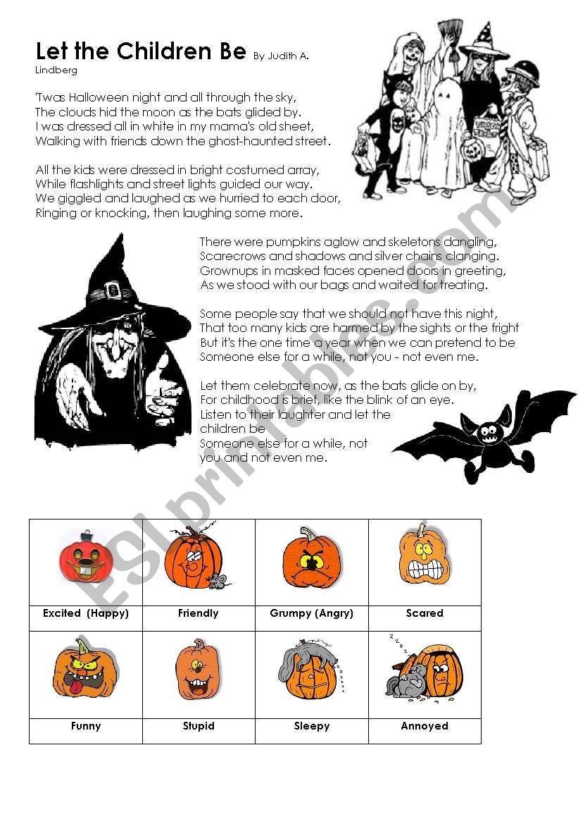 Halloween Poem, Emotion Cards and Teaching Ideas