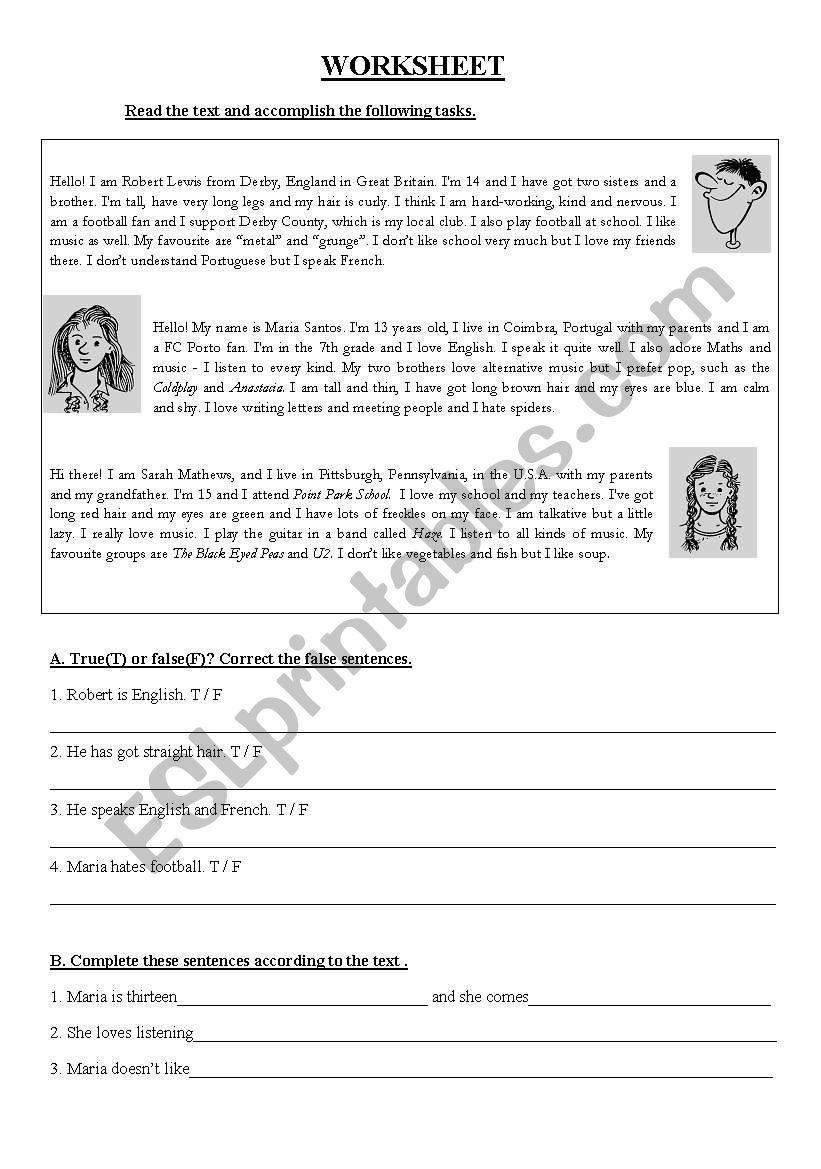 personal ID worksheet