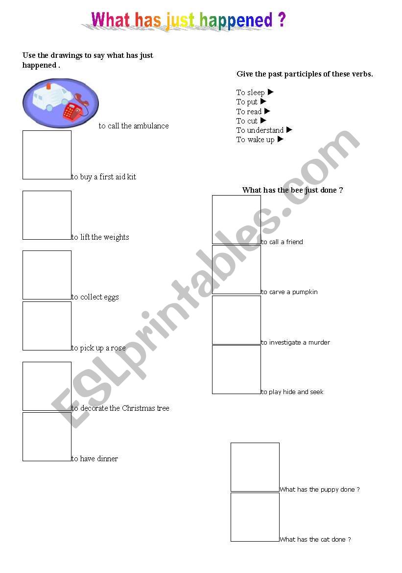 what has just happend ? worksheet