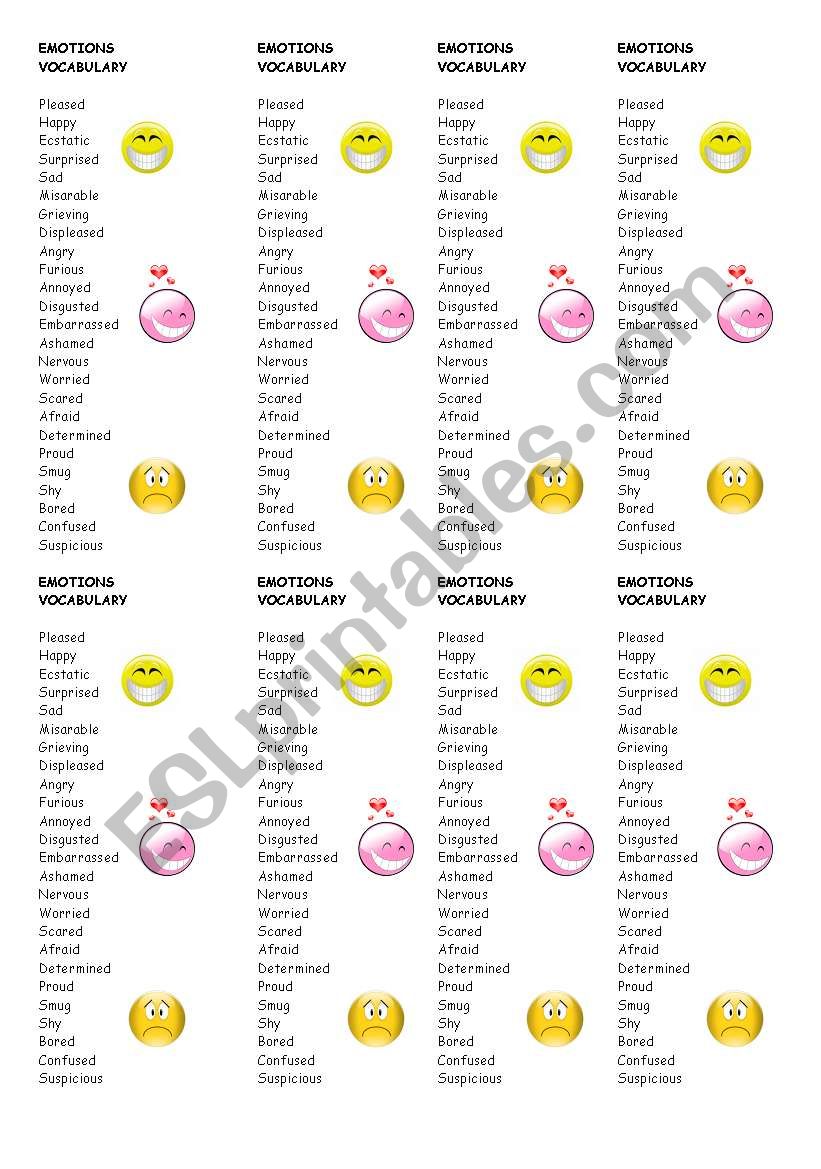 EMOTIONS VOCABULARY worksheet