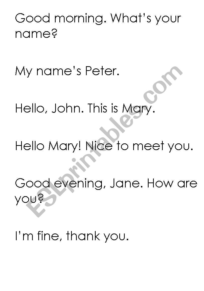 Greetings - roleplay worksheet