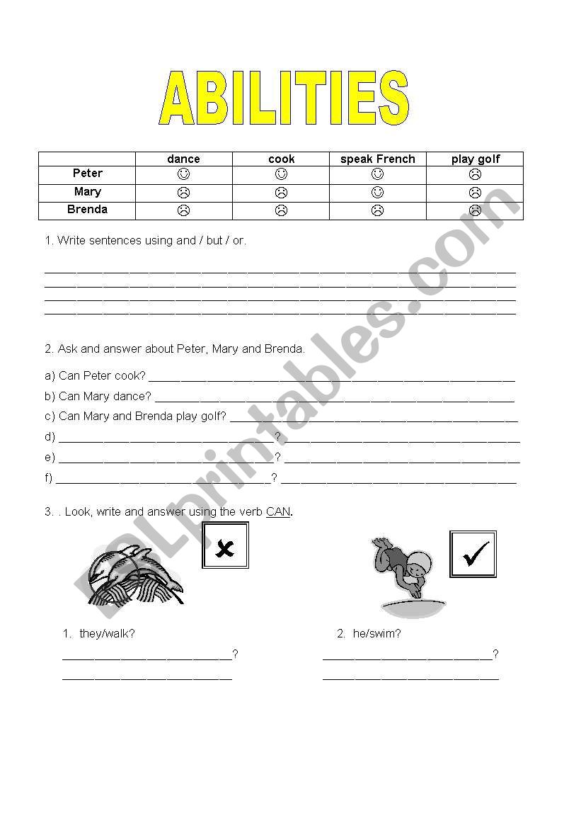 Ability worksheet