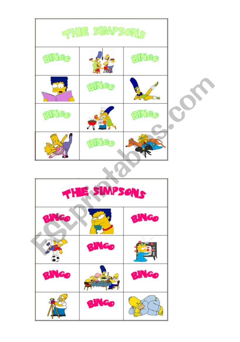 simpsons bingo5 worksheet
