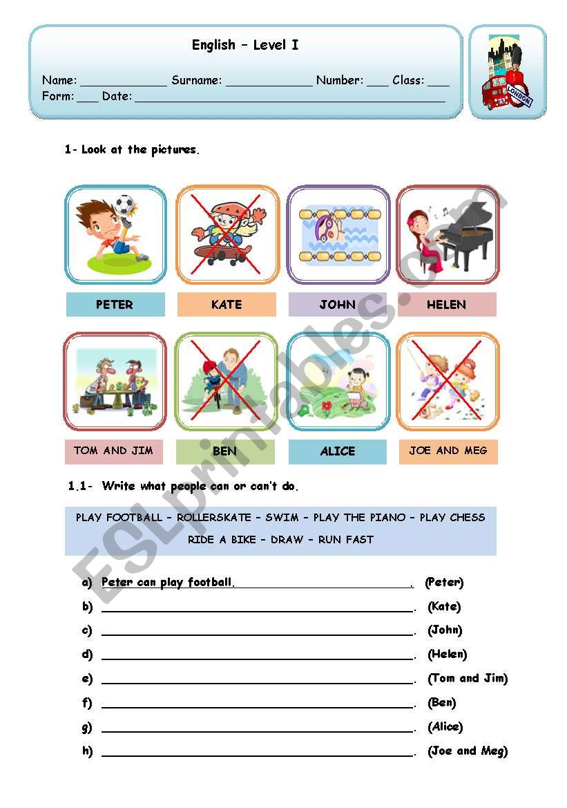 WHAT CAN THEY DO? worksheet