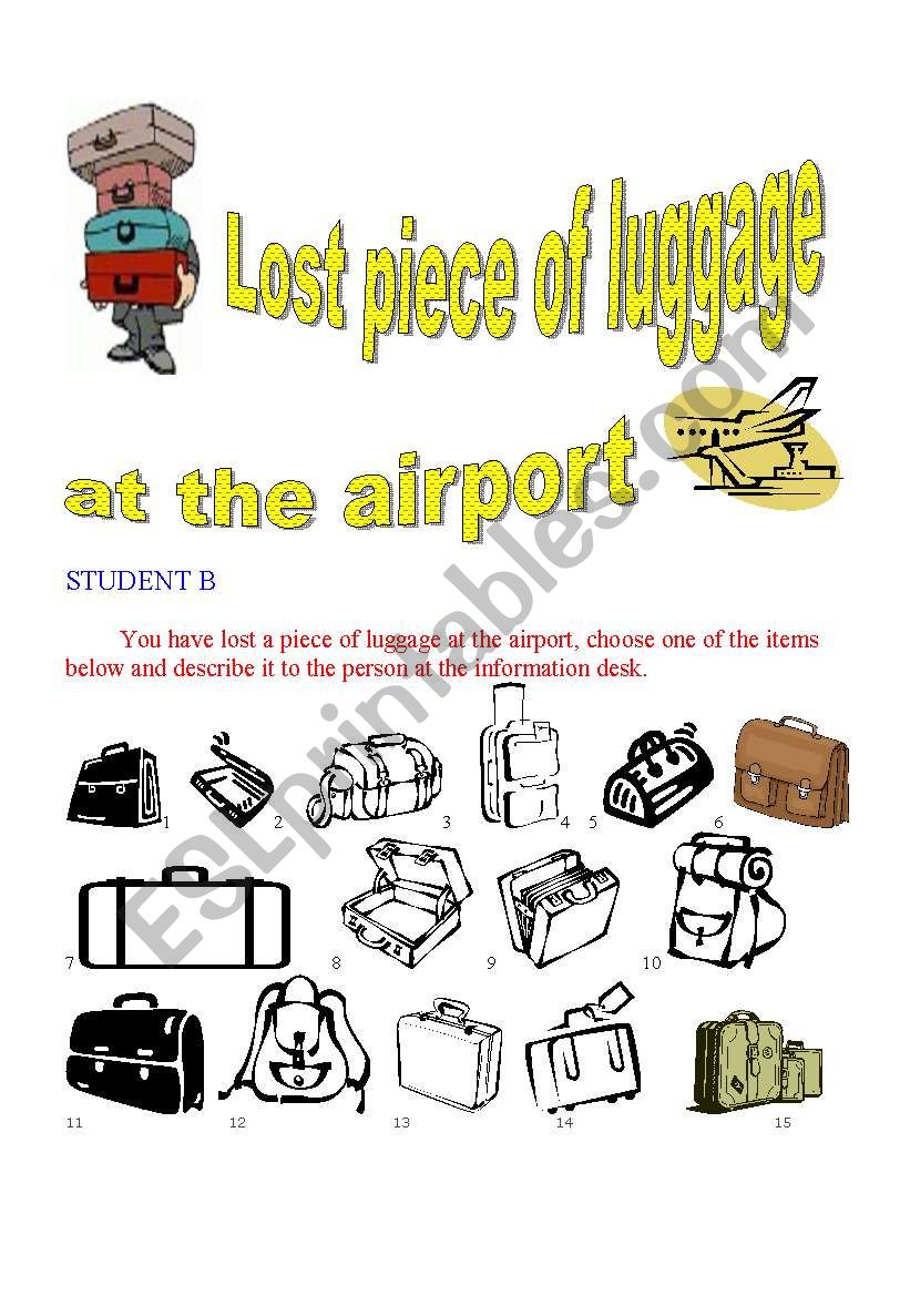 Lost luggage PAIR WORK ( Student B)