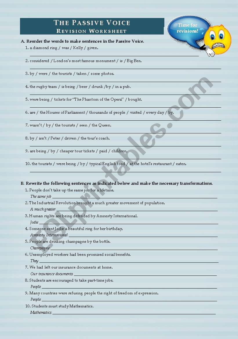 The Passive Voice - Revision Worksheet
