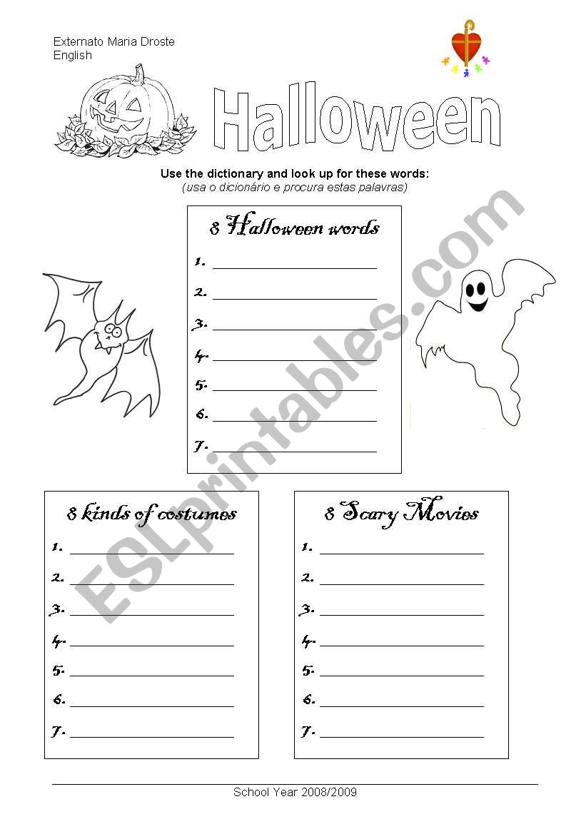 Halloween worksheet