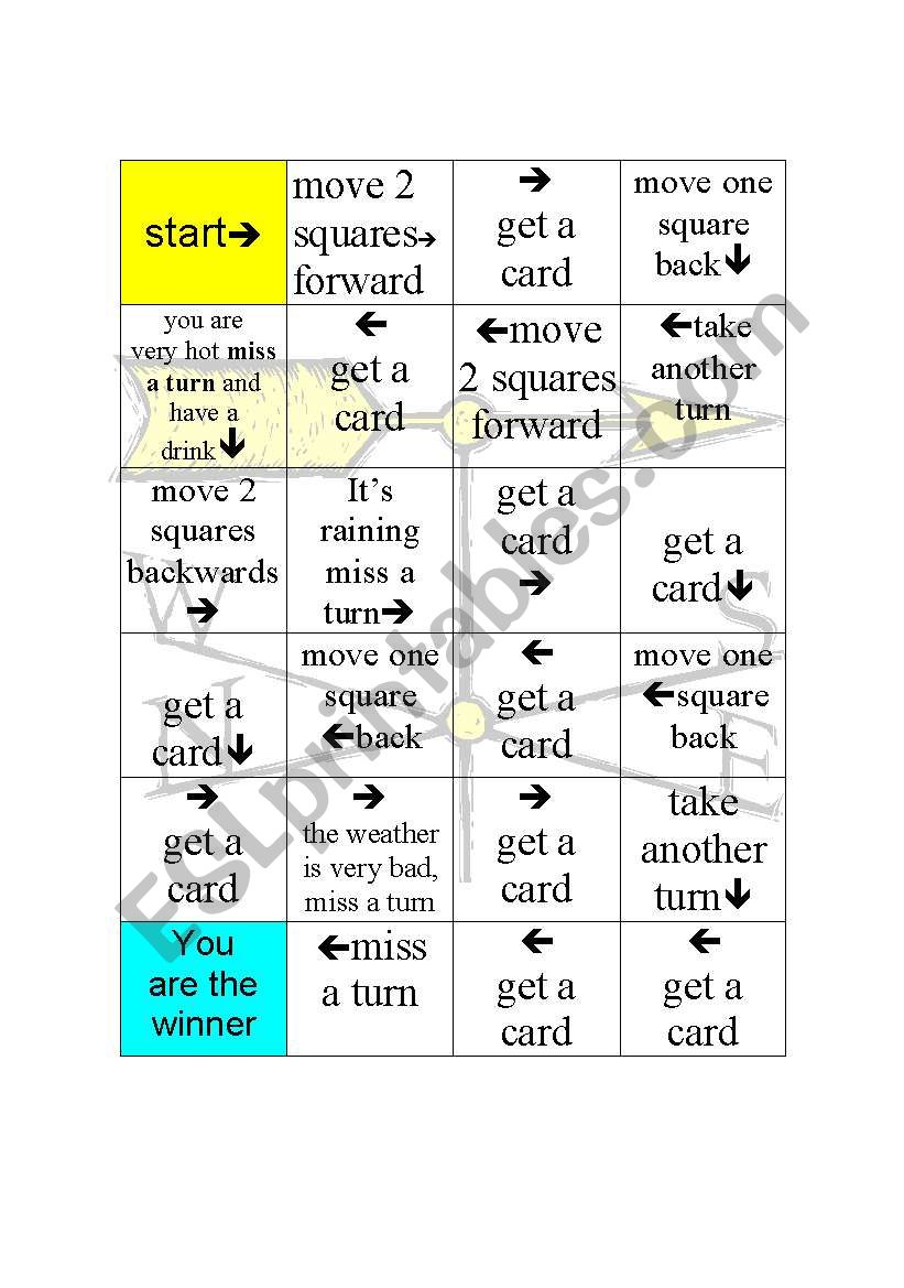 Weather board game worksheet